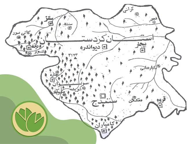 پراکندگی درخت قزوان در استان کردستان